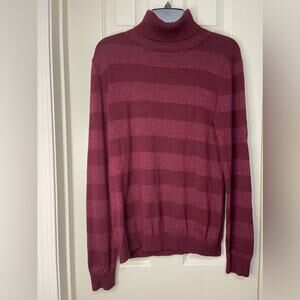 Venus Burgundy Glitter Stripe lightweight turtleneck Sweater size Large